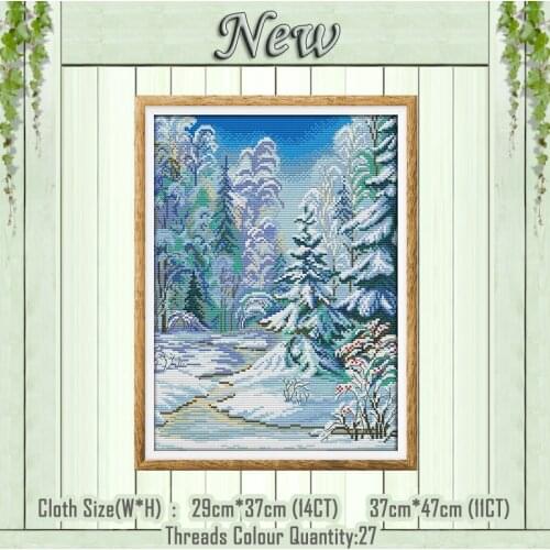 Winter forest diy home decor painting Cross Stitch DMC chinese 14CT 11CT Counted print on canvas Embroidery sets Needlework kits