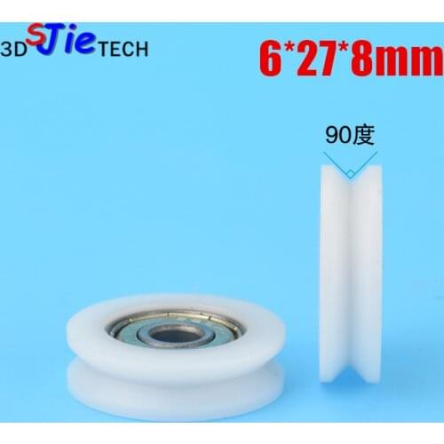 1pcs 6*27*8mm V groove plastic bearing pulley Roller Wheel V Type with 626zz bearing C5/C7/C10 M6 screw