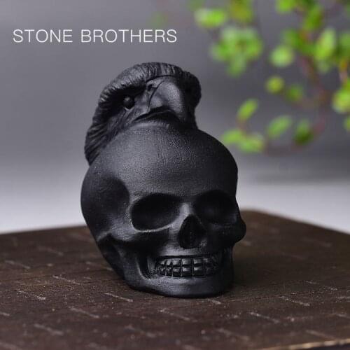 1pc Natural Healing Gemstone Crystal Obsidian Skull Stone Ornament Carving Crafts for Home Decoration
