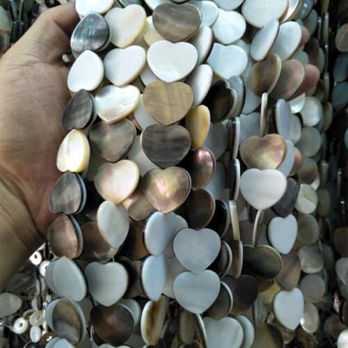 10mm 12mm 14mm Natural Shell Beads Heart Shape Black Lip Sea Shell Loose Beads for Bracelet Necklace DIY Jewelry Making
