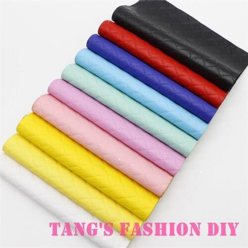 10PCS--20X22CM DIY Hair Bow Material Checks PU Synthetic Faux Leather
