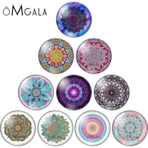 Art Mandala Altar Patterns 10pcs 10mm/12mm/14mm/16mm/18mm/20mm/25mm Round photo glass cabochon demo flat back Making findings