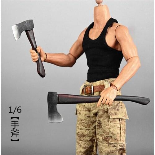 14.5cm1/6 Scale Soldier Weapon Model Alloy Fire Hand Axe Solid Wood Non-Slip Handle Suitable For 12-Inch Action Figure Equipment