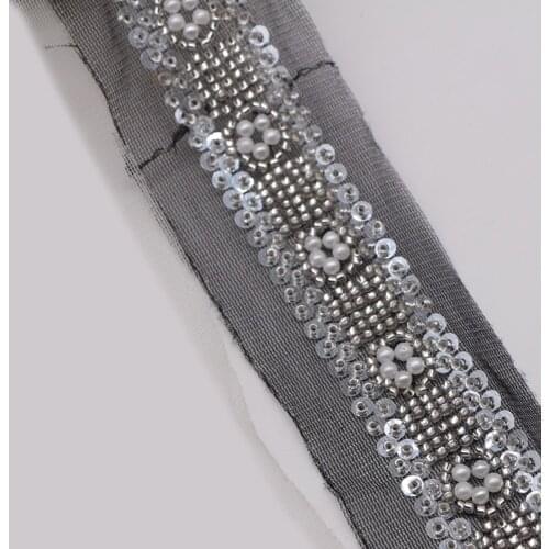 2 yards Handmade beaded lace fabric clothing accessories beads ribbons shoes hats luggage decoration african 2021 high quality