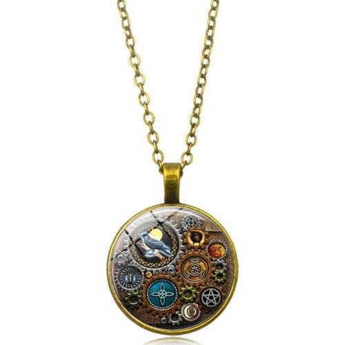 2021 Trend Punk Witch Steam Pendant Necklace Ladies Aesthetics Fashion Retro Accessories Stainless Steel Jewelry Men Chain Gift