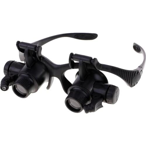 4 Magnifications 10(X) 15(X) 20(X) 25(X) Magnifying Magnifier Eye Glasses Loupe Jeweler Watch Jewelry Repair Tool with LED Light