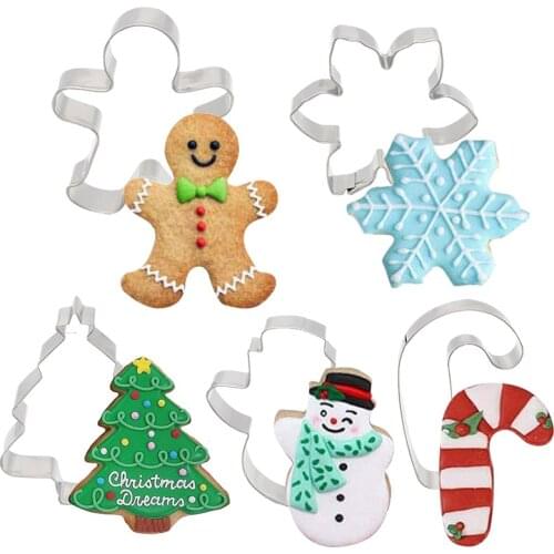 5Pcs/set Christmas Cookie Cutter Gingerbread Xmas Tree Mold Christmas Cake Decoration Tool Navidad Gift DIY Baking Biscuit Mould