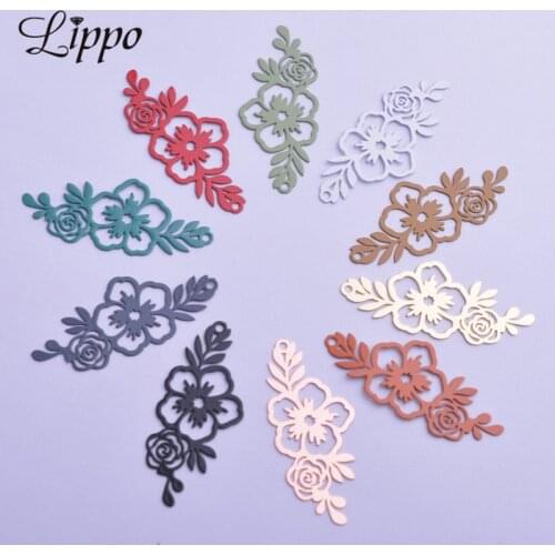 50pcs AC11727 14.5*35mm Filigress Long Flower Charms DIY Earring Pendant Hanging Jewelry Decoration