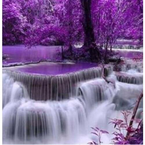 5D DIY Diamond Painting Square/Round Diamond Landscape Painting Purple Landscape Picture Cross Stitch Embroidery Decor WG2980
