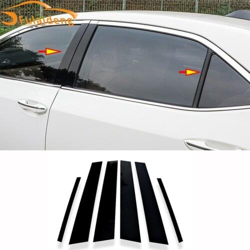 6pcs For Toyota Corolla 2014-2018 Black PC Door B,C Pillar Mirror Plate Molding Car Styling Accessories