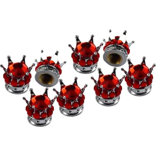 8x Bling Diamond Crown Dust Valve Caps Air Dustproof Cover for Vehicle