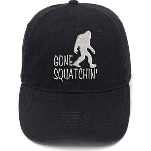 Lyprerazy Gone Squatchin Sasquatch Big Foot Washed Cotton Adjustable Men Women Unisex Hip Hop Cool Flock Printing Baseball Cap