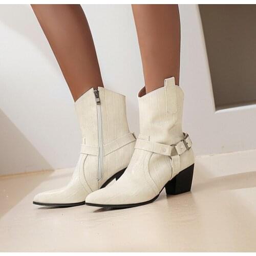 Short Cylinder Low Heel Pointed Pure Color Fashion Boots Womens Single Shoe 122-1