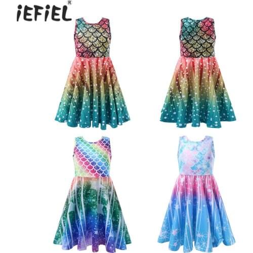 Kids Girls Mermaid Dress Princess Birthday Party Dresses For Girls Sleeveless Fish Ccales Cosplay Role Play Costumes