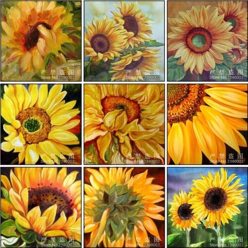 Diy 3D Diamond Mosaic Embroidery Golden Sunflower 5D Diamond Painting Flowers Handcraft Square Stick Rhinestone Pasted Painting