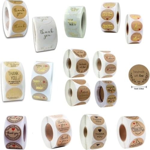 500 pieces/roll thank you sticker Birthday Card Seals Labels Bakery Bread Tags for Envelopes Gifts