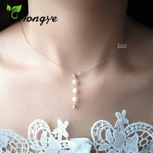 Hongye Stylish Freshwater Pearl Pendant Necklace For Women Universal Party Girl Simple Design Chain Adjustable Neck Fine Jewelry