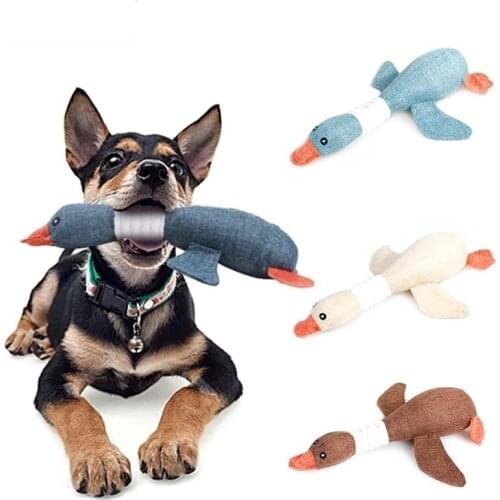 Pet Vocal Sound Toys Anti-bite Teeth Cleaning Linen Plush Training Educational Entertainment Toys Big Goose Chewing Teeth Toys
