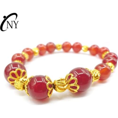 KOREAN NATURAL CRYSTAL AGATE BRACELETS FOR WOMEN CHARMING BRACELET JEWELRY 14K GOLD HANDMADE STRING BEAD LUCKY BIRTHDAY GIFTS