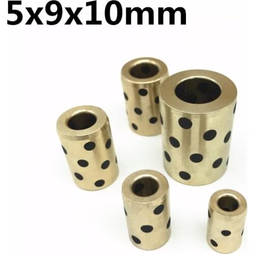 5x9x10 mm linear graphite copper set bearing copper bushing oil self-lubricating bearing JDB for shaft 5mm Copper sleeve