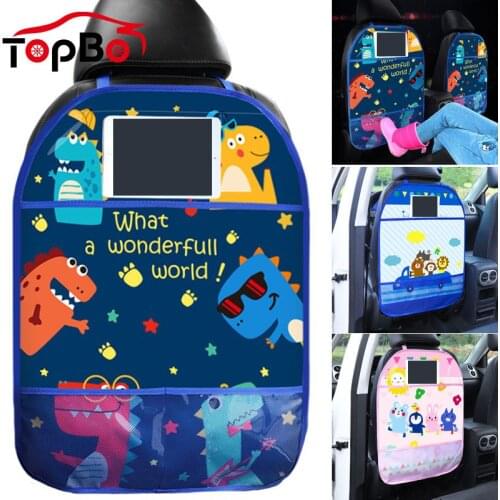 Multifunction Cartoon Car Seat Back Protector Cover Organizer Tablet Stand Storage Holder Kids Kick Mat Car Interior Accessories