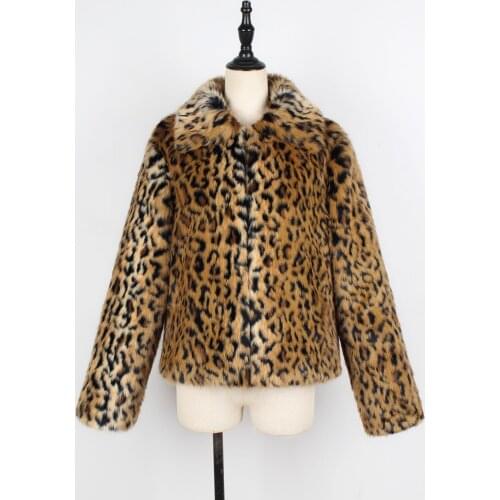B 2021 Fashion Women Coat Leopard Ladies Warm Print Faux Fur Coat Jacket Winter Parka Outerwear dropship #0604