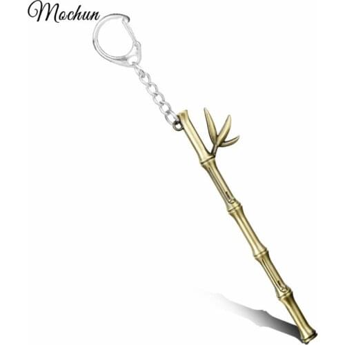 MQCHUN Vintage Bronze LOL Scout Teemo Weapons Keychain Keyring Pendant Bamboo Shape Key Chains Rings Cosplay Game Jewelry 2017