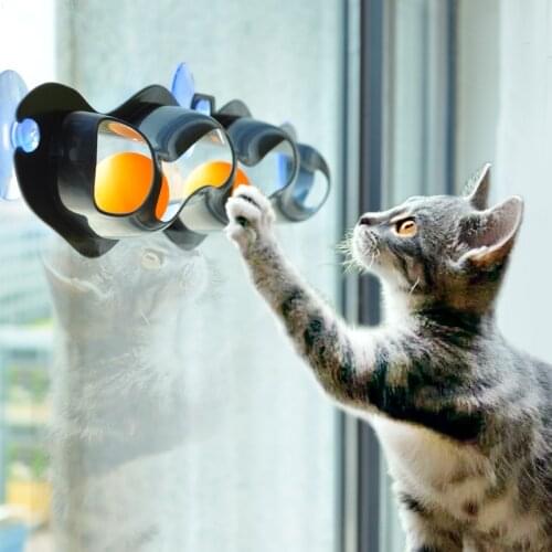 Pet Cat Ball Toys Interactive Funny Tracking Ball Toys Cat Practical intelligent Window Suction Cup Balls Play New Pet Supplies