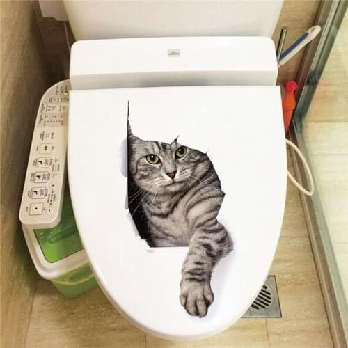 Home New Creative Kitten Wall Sticker Toilet Refrigerator Sticker Home Decoration Stickers