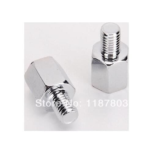 Pair Chrome Motorcycle or Scooter Rear View Side Mirror Adapters Bolts 10mm to 8mm For Harley ATV Honda Yamaha Kawasaki Suzuki