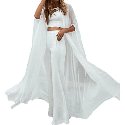 Jacket shawl chiffon beach bride dress long cloak custom wedding shawl white/ivory bride shawl