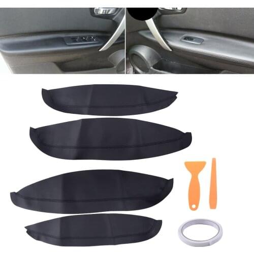 4pcs Door Armrest Panel Microfibre Leather Trim Cover Fit for Nissan Qashqai J10 2007 2008 2009 2010 2011 2012 2013 2014 2015