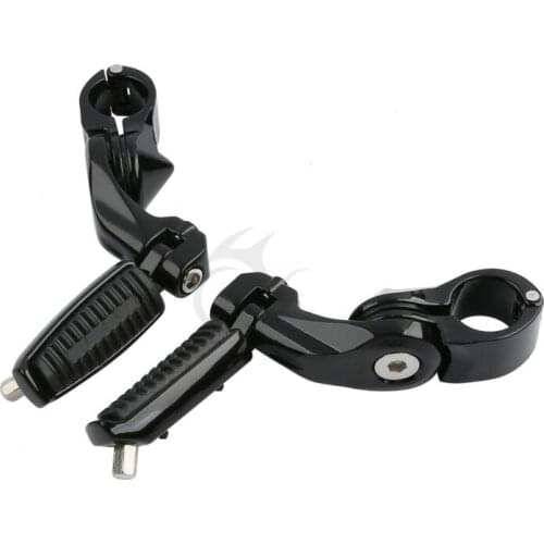 32mm Foot Pegs Footrests W/ Wear Peg & 1.25" Short Angled Mount For Harley Black