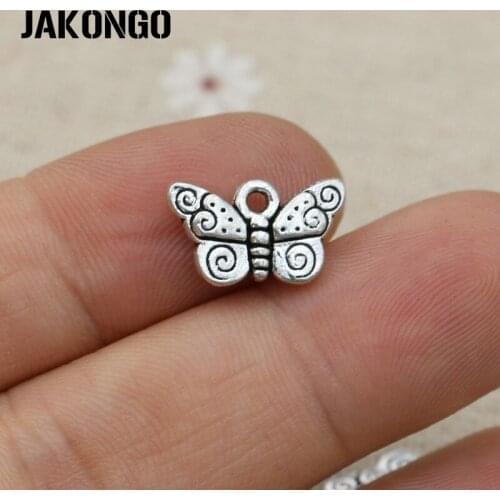 40pcs Butterfly Charms Antique Silver Pendants for Jewelry Making Bracelet DIY Handmade Craft 15x9mm