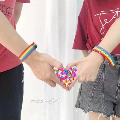 Couple Rainbow Bracelet Wristband Canvas Bracelet Lovers Deserve to Play the Strap Paper Color Bracelet