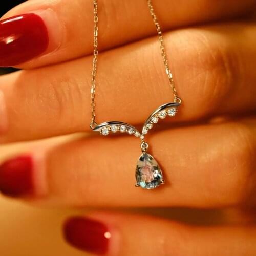 Luxury Female Water Drop Pendant Necklace Charm Silver Color Chain Necklace Cute White Zircon Wedding Necklaces For Women