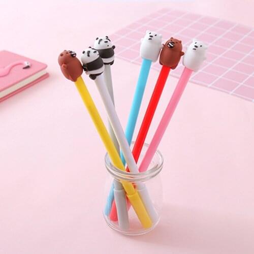 12Pcs Stationery Cute Cartoon Animal Pen 0.5MM Gel Pen School Office Kawaii Supply Panda Bear Handles Creative Gift Drophsipping