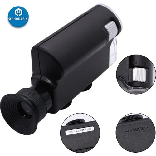 Handheld Microscope Portabl 60X-240X Zoom LED Microscope Pocket Microscope Jewelry Magnifier Magnifying Loupe Glass Phone Repair