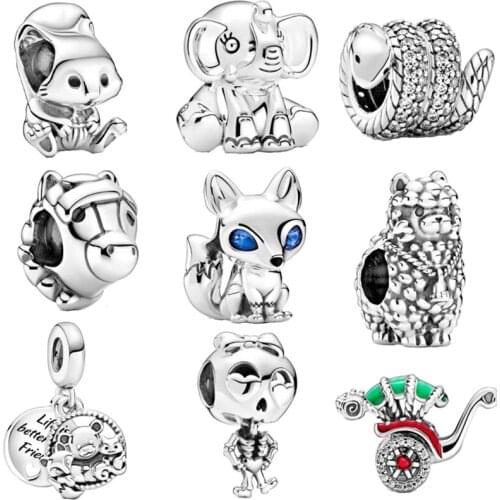 Autumn New Cartoon Sparkling Wrapped Snake Charm Beads Fits original Bracelets Necklace Making Fashion DIY Jewelry women gift