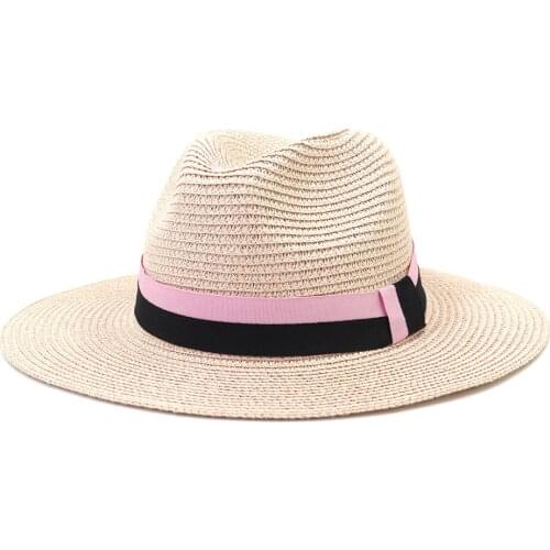 Men hats panamas wide brim solid church wedding women hat outdoor white black band outdoor beach casual straw hats gorros de sol