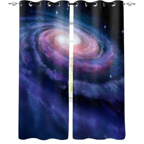 Blue Purple Universe Starry Sky Stars Windows Curtains For Living Room Bedroom Decorative Kitchen Curtains Drapes Treatments