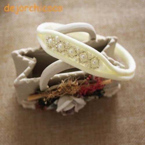 Pearls beading princess Christening party headbands Baby girls baptism hairband Childrens casual hair accessories[dejorchicoco]