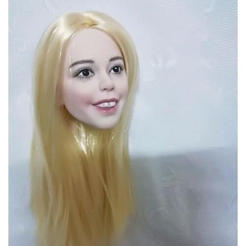 1/6 Female Blond Straight Hair Little Girl Happy emotion Female Head Carving Head Sculpt for 12 Inches Pale Action Figure Body