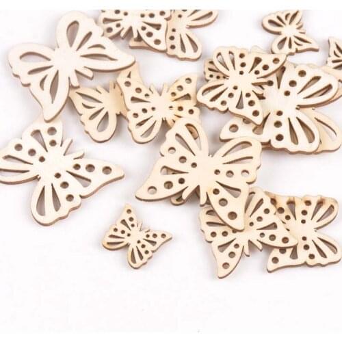 New 10pcs Mixed Butterfly Pattern Wood DIY Scrapbooking Crafts For Home Decoration Wooden Ornaments Handmade Accessories M2165