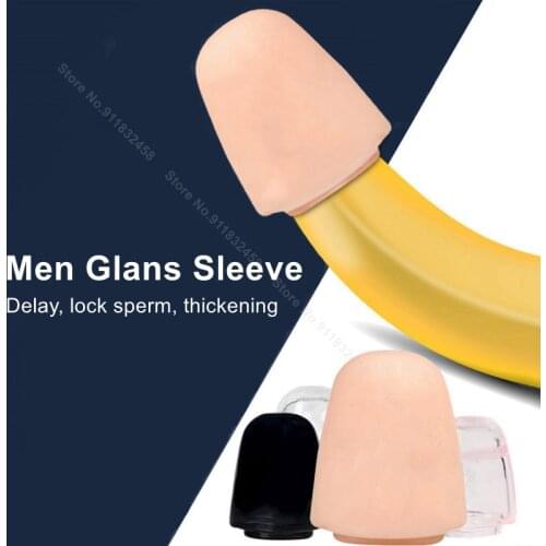 2Pcs Sleeve Men Delay Lock Fine Glans Male Silicone Penis Adult Sex Enhancer Semen Lock Ring Sex Toys For Men Sex Shop