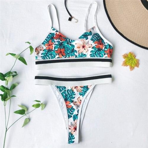 2021 Sport Style Bandage Swimwear Women Thong Brazilian Bikini Push Up Maio Biquini Mujer Banador Badpak Monokini Maillot Femme