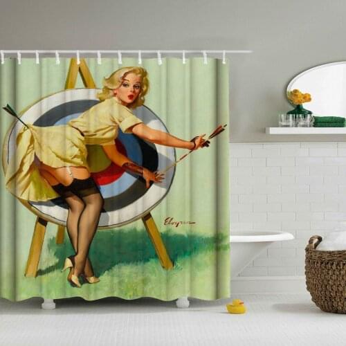 3D sexy girl women printed Waterproof Shower Curtain sets polyester fabric for bath bathroom hotel Home Decoration with Mat Rugs