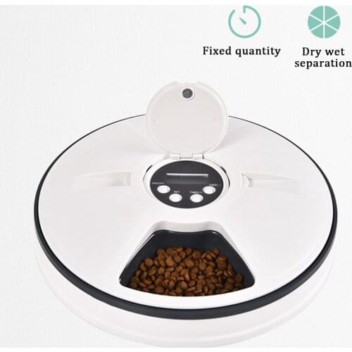 Pet Automatic Feeder Portion Control Digital Timer Detachable Dogs Cats Anti Slip 6 Meal Trays With Voice Recorder Dry Wet Food