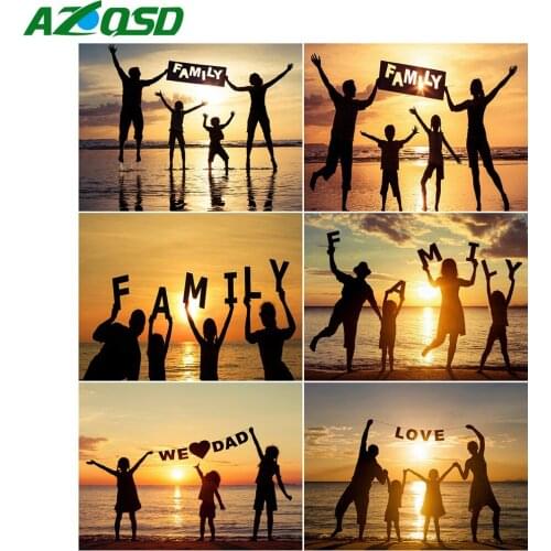 AZQSD 5D Diamond Painting Text Sunset Full Drill Square Handmade Diamond Embroidery scenery Picture Of Rhinestones Home Decor
