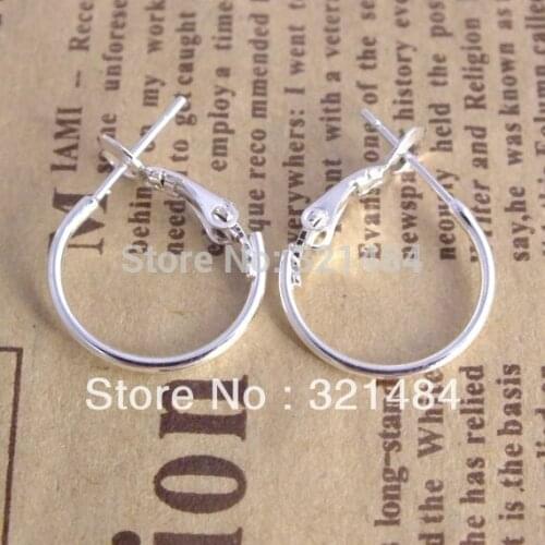 Free ship!!! 500piece/lot 16mm silver plated hoop earring findings